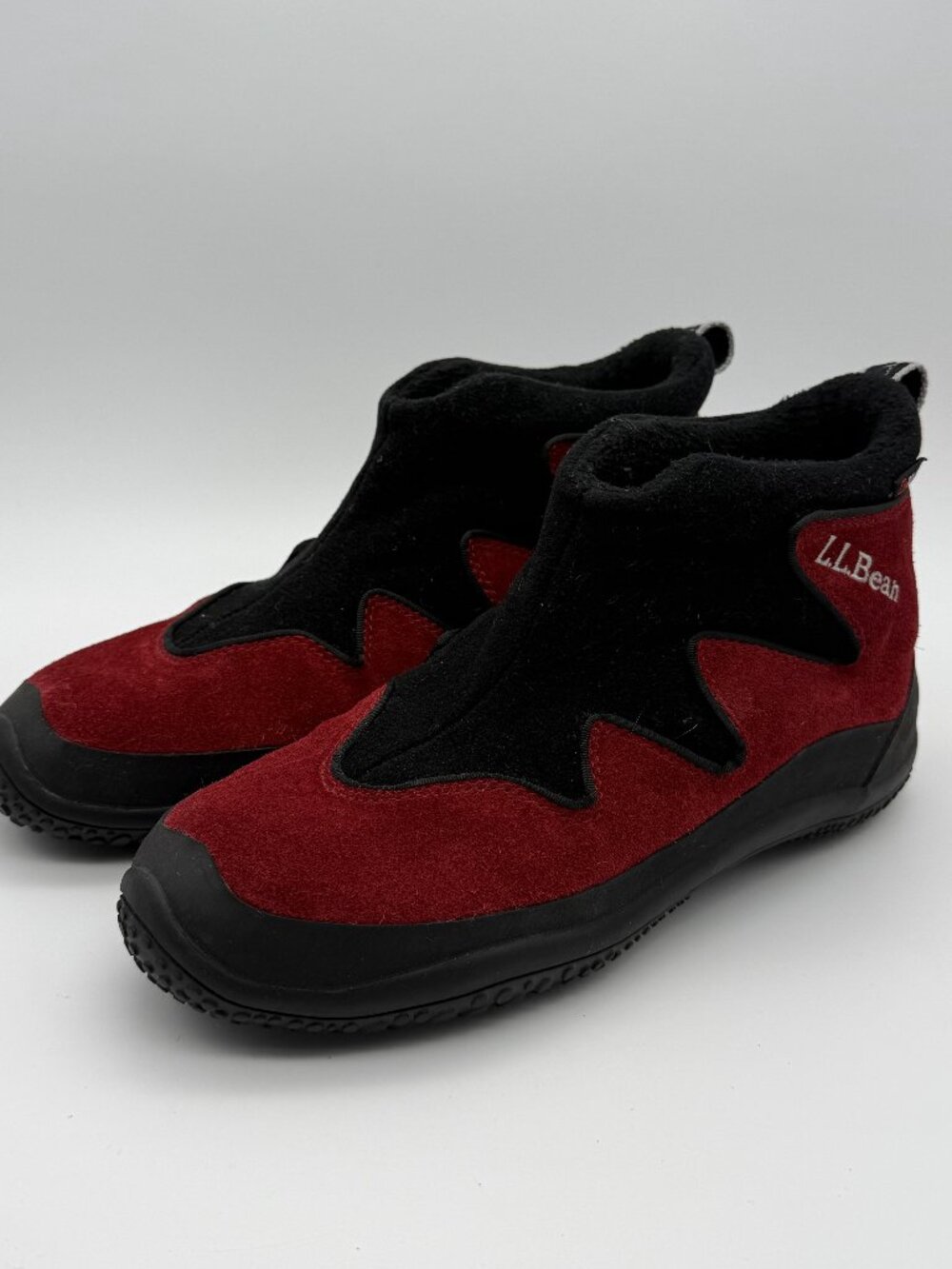 L.L. Bean Rugged Cozy Mid Side-Zip Boots Red Black Women's Size 8.5